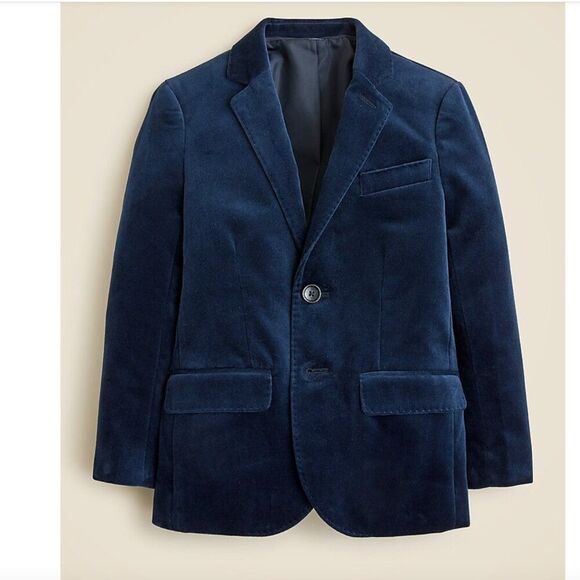 NWOT Crewcuts Ludlow Velvet Blazer Jacket Boys 8 Navy Party Formal Wedding - Picture 1 of 10